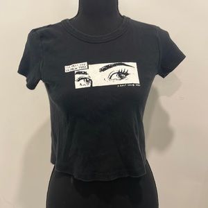 Brandy Melville Black Crop Top Graphic Size Small